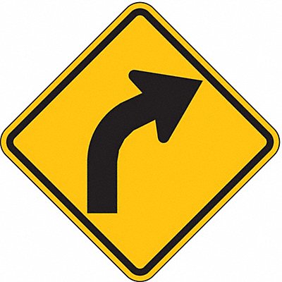 LYLE W12R12HA Right Curve Traffic Sign 12 x 12
