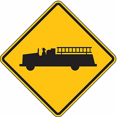 LYLE W11824HA Fire Truck Crossing Traffic Sign 24 x24