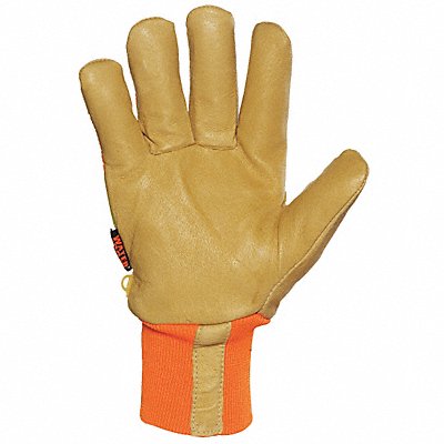 KINCO 1938KWPL Leather Gloves Knit Wrist Orange L PR