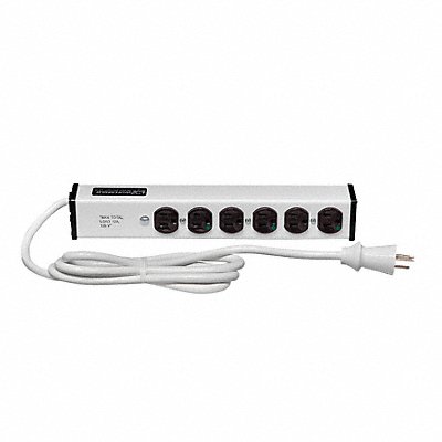 WIREMOLD ULM66 Outlet Strip 6 Outlet 15A 13-1/4 L Wht