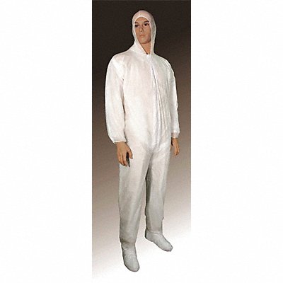 CELLUCAP 55819MGRA Hooded Coveralls White M Elastic