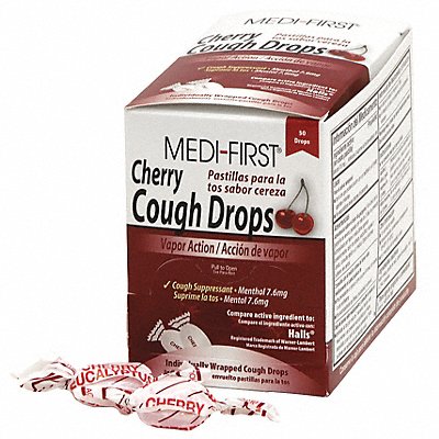 MEDI-FIRST 81550 Cough Drop Menthol 7.6mg Cherry PK50
