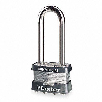 MASTER LOCK 1KALJ Keyed Padlock 3/4 in Rectangle Silver