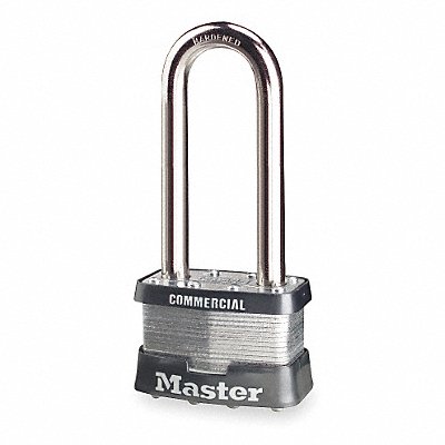 MASTER LOCK 5NKALJ Keyed Padlock 15/16 in Rectangle Black