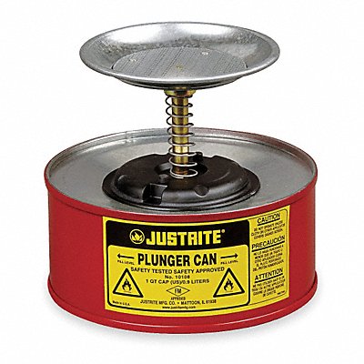 JUSTRITE 10108 Plunger Can 1 qt.Galvanised Steel Red
