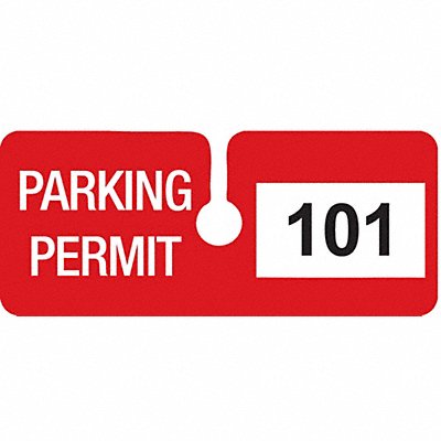 BRADY 96289 Parking Permits Rearview Wht/Red PK100
