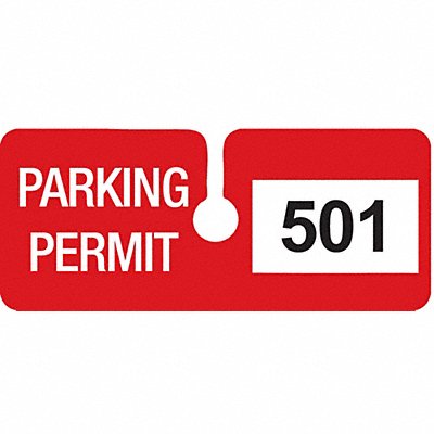 BRADY 96293 Parking Permits Rearview Wht/Red PK100