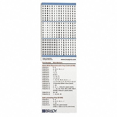 BRADY PWMPK2 Wire Marker Book Preprintd Self-Adhesiv