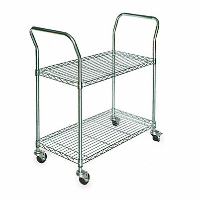 GRAINGER 3TPA7 Wire Cart 2 Shelf 41x18x39 zinc In.