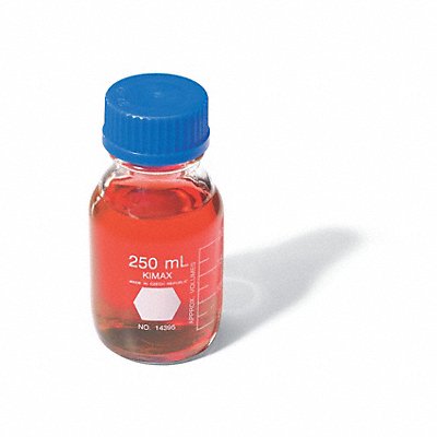 KIMBLE 14395250 Media Bottle 138mm H Clear 70mm Dia PK10