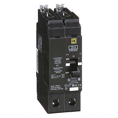 SQUARE D EDB24020 Circuit Breaker 20A Bolt On 277/480V 2P