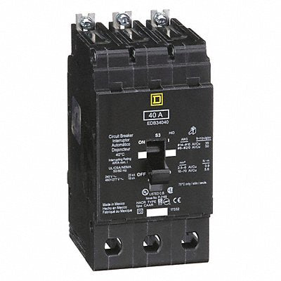SQUARE D EDB34040 Circuit Breaker 40A Bolt On 277/480V 3P