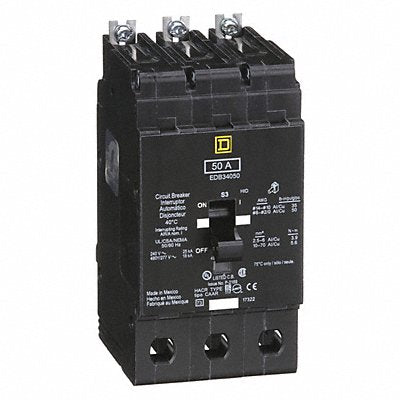 SQUARE D EDB34050 Circuit Breaker 50A Bolt On 277/480V 3P
