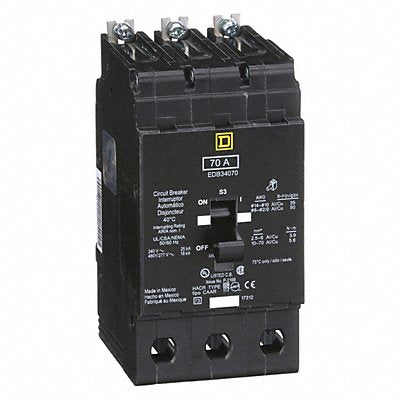 SQUARE D EDB34070 Circuit Breaker 70A Bolt On 277/480V 3P