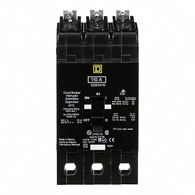 SQUARE D EDB34110 Circuit Breaker 110A Bolt On 277/480V 3P