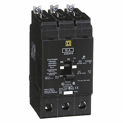 SQUARE D EGB34015 Circuit Breaker 15A Bolt On 277/480V 3P