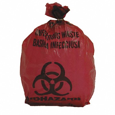 GRAINGER 3UAF2 Biohazard Bags 1 gal Red PK200