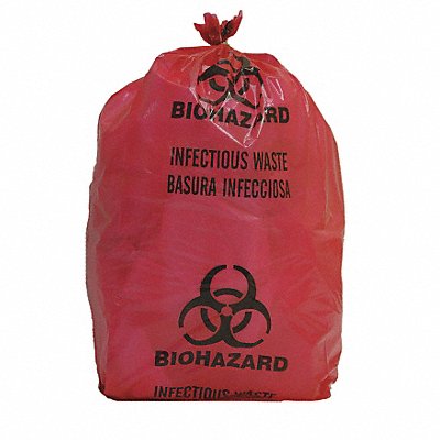 GRAINGER 3UAF4 Biohazard Bags 5 gal Red PK200