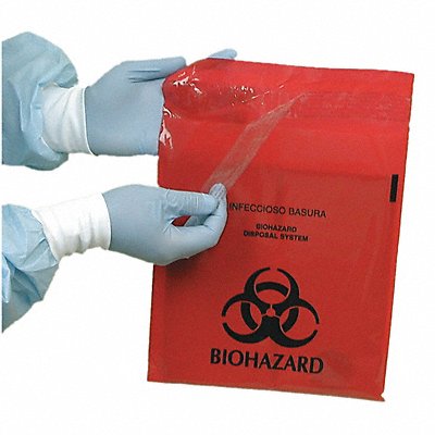 GRAINGER MRWB142324 Biohazard Bags 1 gal Red PK100