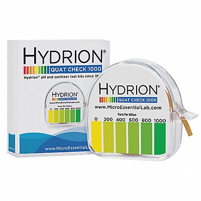 HYDRION QC1001 Test 15 ft L 0-1000 ppm Quat Amm PK1500