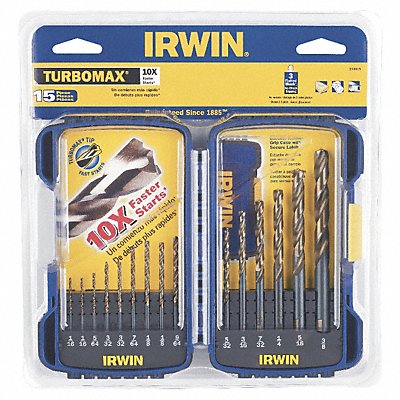 IRWIN 318015 Jobber Length Drill Set 15pc HSS