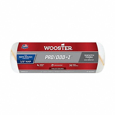 WOOSTER RR6439 Paint Roller Cover 9 L 1/2 Nap Woven