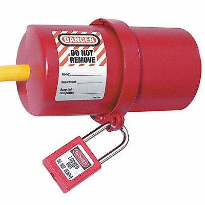 MASTER LOCK 488 Plug Lockout Red 9/16In Shackle Dia.