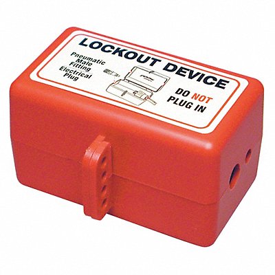 BRADY PLO27E Plug Lockout Red 5/16In Shackle Dia.