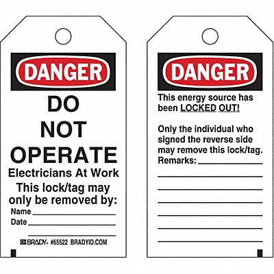 BRADY 65522 Danger Tag 5-1/2 x 3 In Hd Polyest PK25