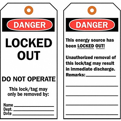 BRADY 65454 Danger Tag 5-3/4 x 3 In Cardstock PK25