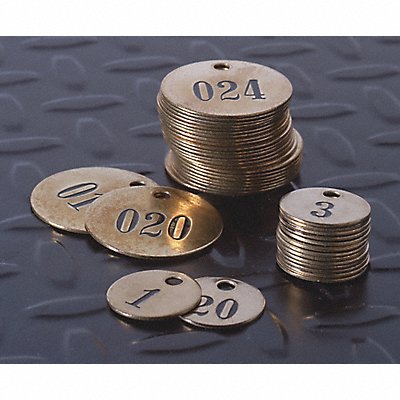 C.H. HANSON 40003 Numbered Tag Brass 1in H 1in W PK25