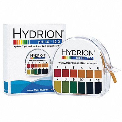 HYDRION 3VZR6 pH Paper 15 ft L 1 to 12 pH