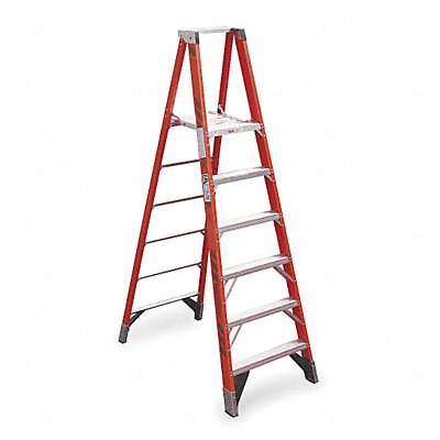 WERNER P7406 Platform Stepladder 6 ft FGL 375 lb.