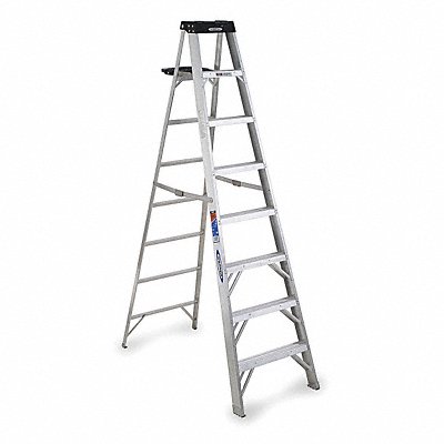 WERNER 378 Stepladder Aluminum 8 ft H 300 lb Cap.