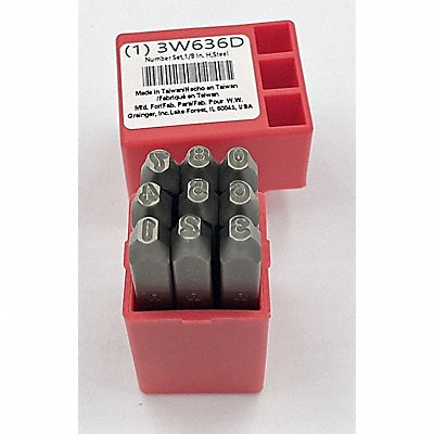 GRAINGER 3W636 Number Set 1/8 in H Steel