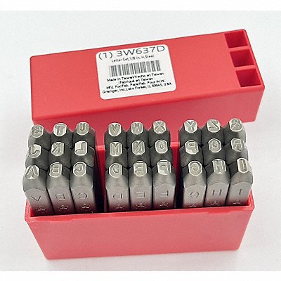 GRAINGER 3W637 Letter Set 1/8 in H Steel