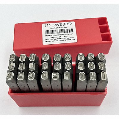 GRAINGER 3W638 Letter Set 3/16 in H Steel