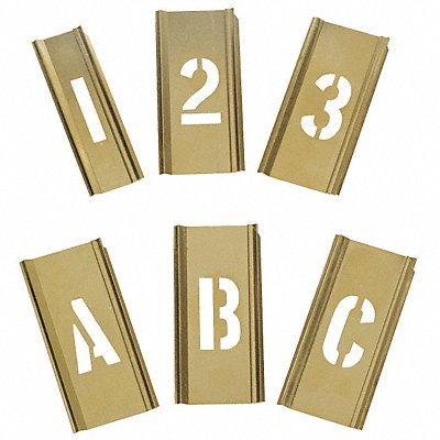 GRAINGER 3W647 Interlocking Stencil Numb Letters Brass