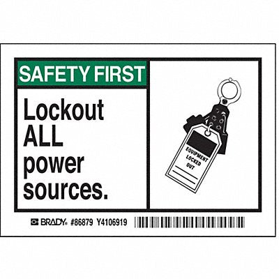 BRADY 86879 Mach/Equipment Labl 3.5x5in Polyest PK5