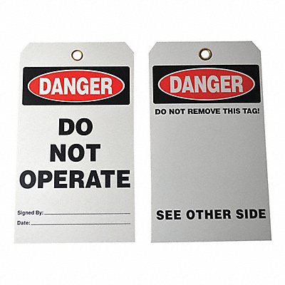 GRAINGER 3XCA9 Danger Tag 7 in H 4 in W Cardstock PK25