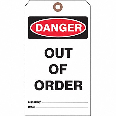 SEE ALL INDUSTRIES DTUFG33 Danger Tag 7 in H 4 in W Cardstock PK25