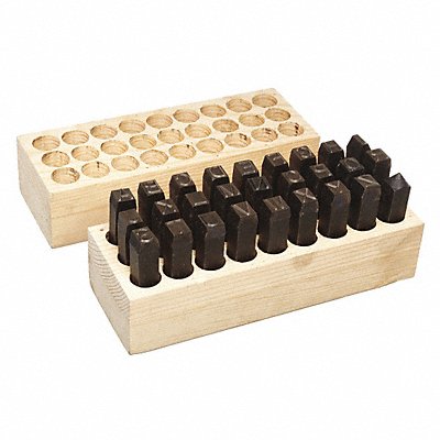 GRAINGER 3XDH9 Letter Stamp Set A-Z and Period 27 pcs.
