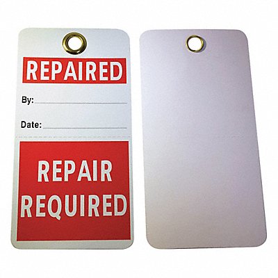 GRAINGER 3XDP3 Repair Tag 5-3/4 x 3 In R/Wht PK25