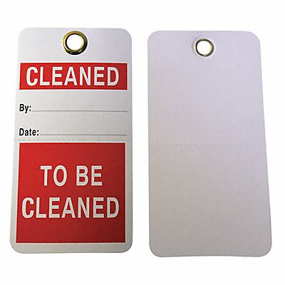 GRAINGER 3XDR3 Cleaned Tag 5-3/4 x 3 In R/Wht PK25