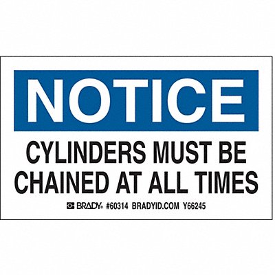 BRADY 60314 Gas Cylinder Label 3in x 5in Paper PK10