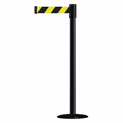 TENSABARRIER 890B333333STDNOD4XC D0007 Barrier Post with Belt Black No Scuff