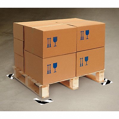 MIGHTY LINE ANGLEBAMPW K3729 Floor Tape Black/White 2 inx6 in L PK100