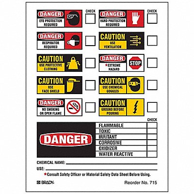 BRADY 715LS Secondary Label 6 in W PK100