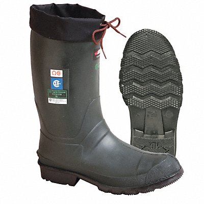 BAFFIN 85630000394 E7852 Rubber Boot Men s 13 Mid-Calf Green PR