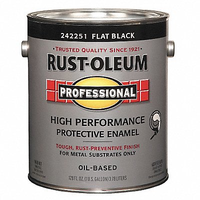 RUST-OLEUM 242251 Alkyd EnamelBlack Flat 1gal